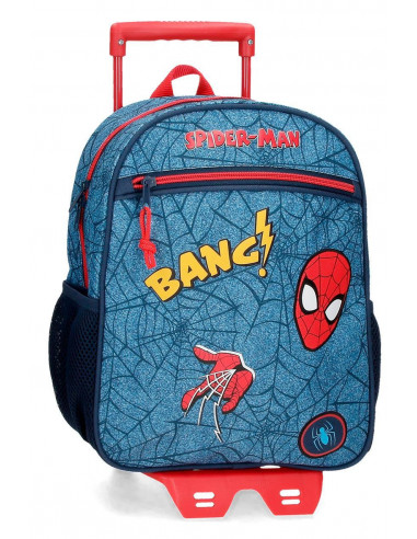 MOCHILA ADAP.33CM. C/CARRO SPIDERMAN DENIM